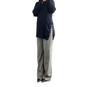 Babaton Italian Yarn Merino Navy Blue Wool Knit Long Sweater Size S